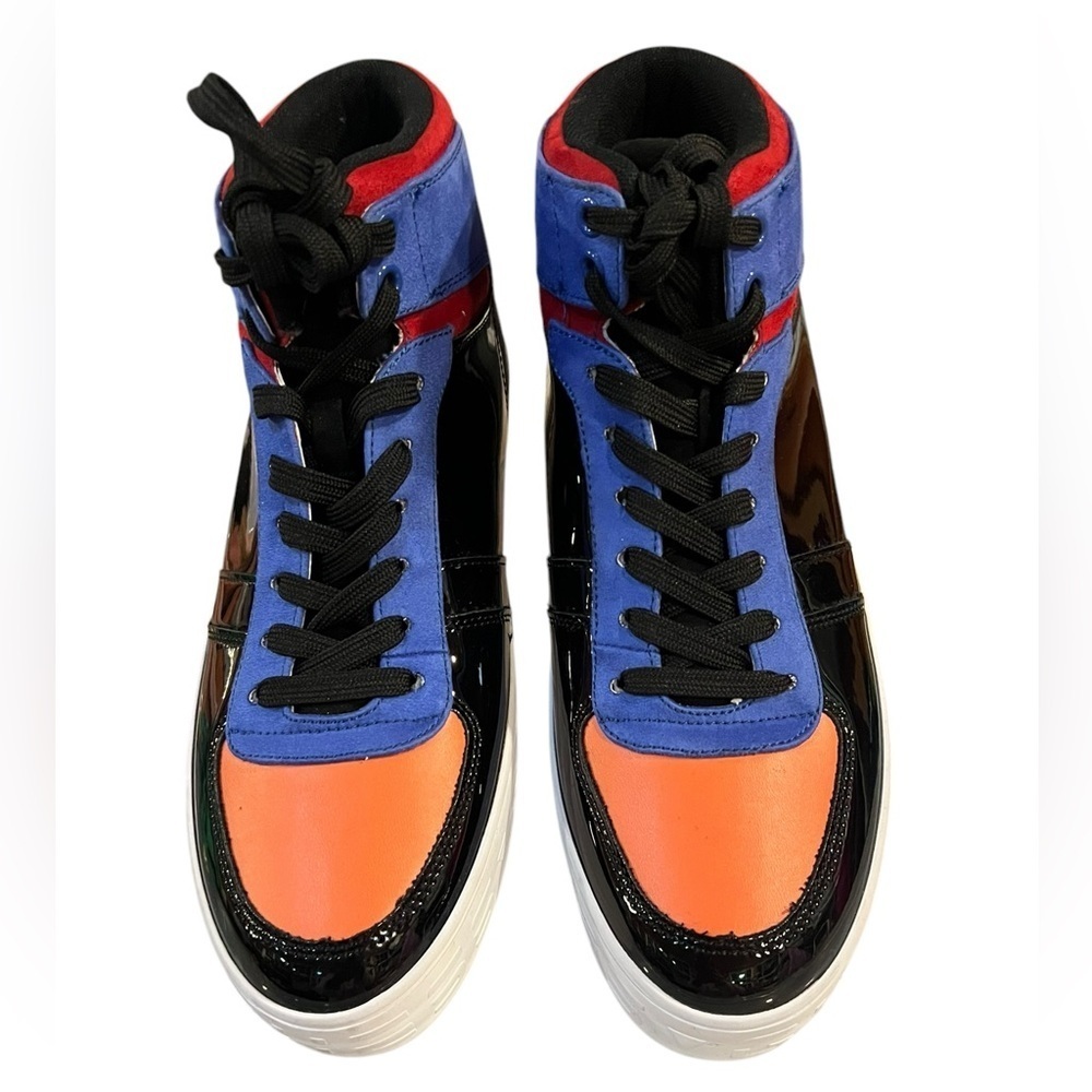 Guess Orange and Blue High-Top Sneakers with Sporty Design Size 9